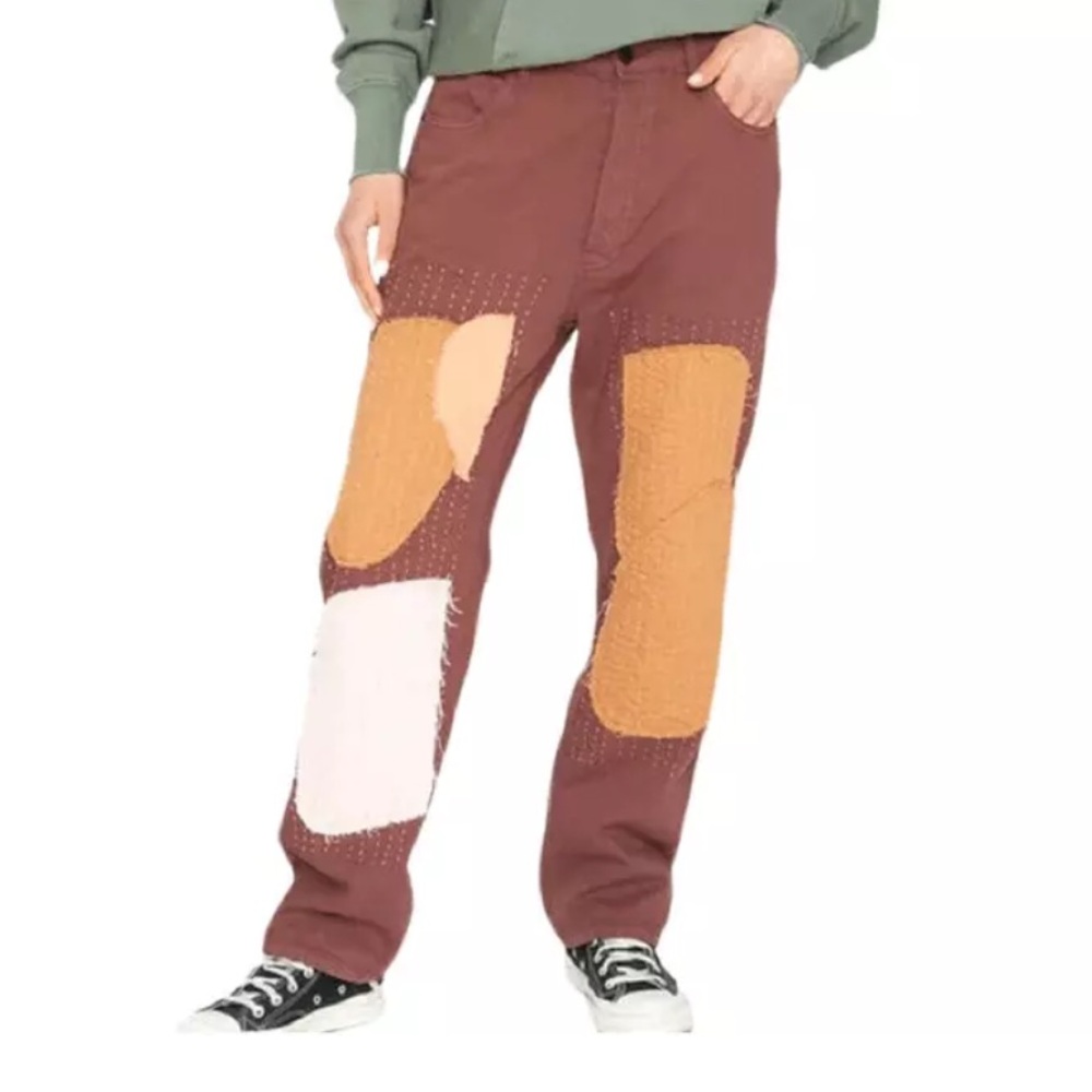 NWT Free People x Sandrine Rose Women's Brown Patchwork Ankle Pants Size 25